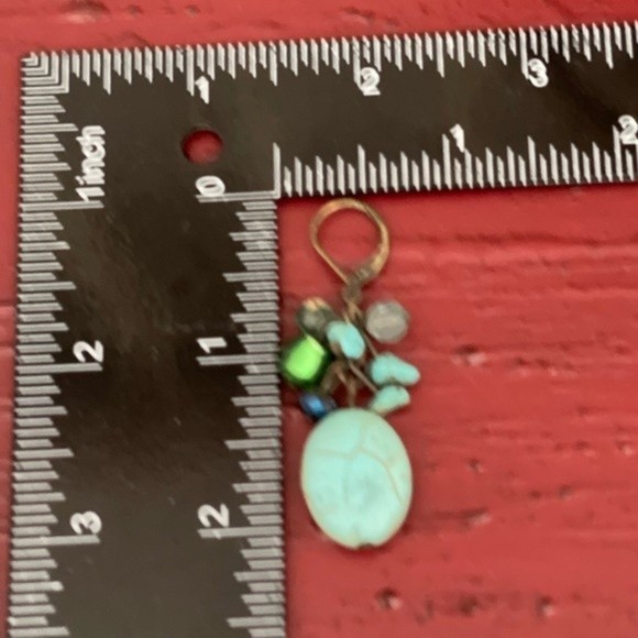 Fashion Jewelry Blue Faux Turquoise Dangle Earrings # 223 - Picture 3 of 4